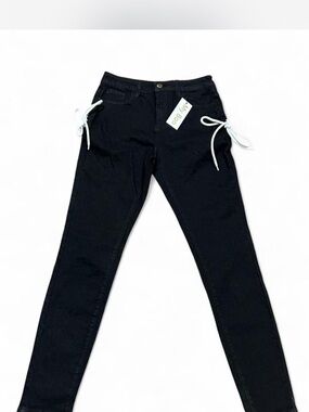 My Boo Black Women’s Slim Jeans with Side Tie Detail
